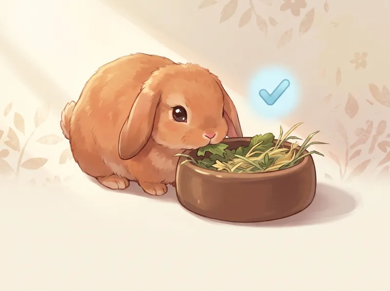 Illustrated cosy daily rabbit care check-in scene